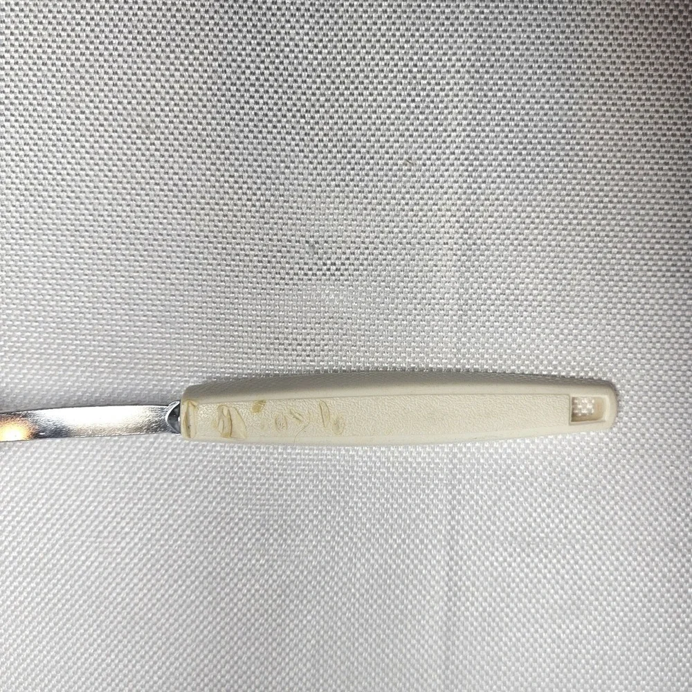 Vintage EKCO Slotted Spatula Turner Stainless Steel Off White Handle Made in USA